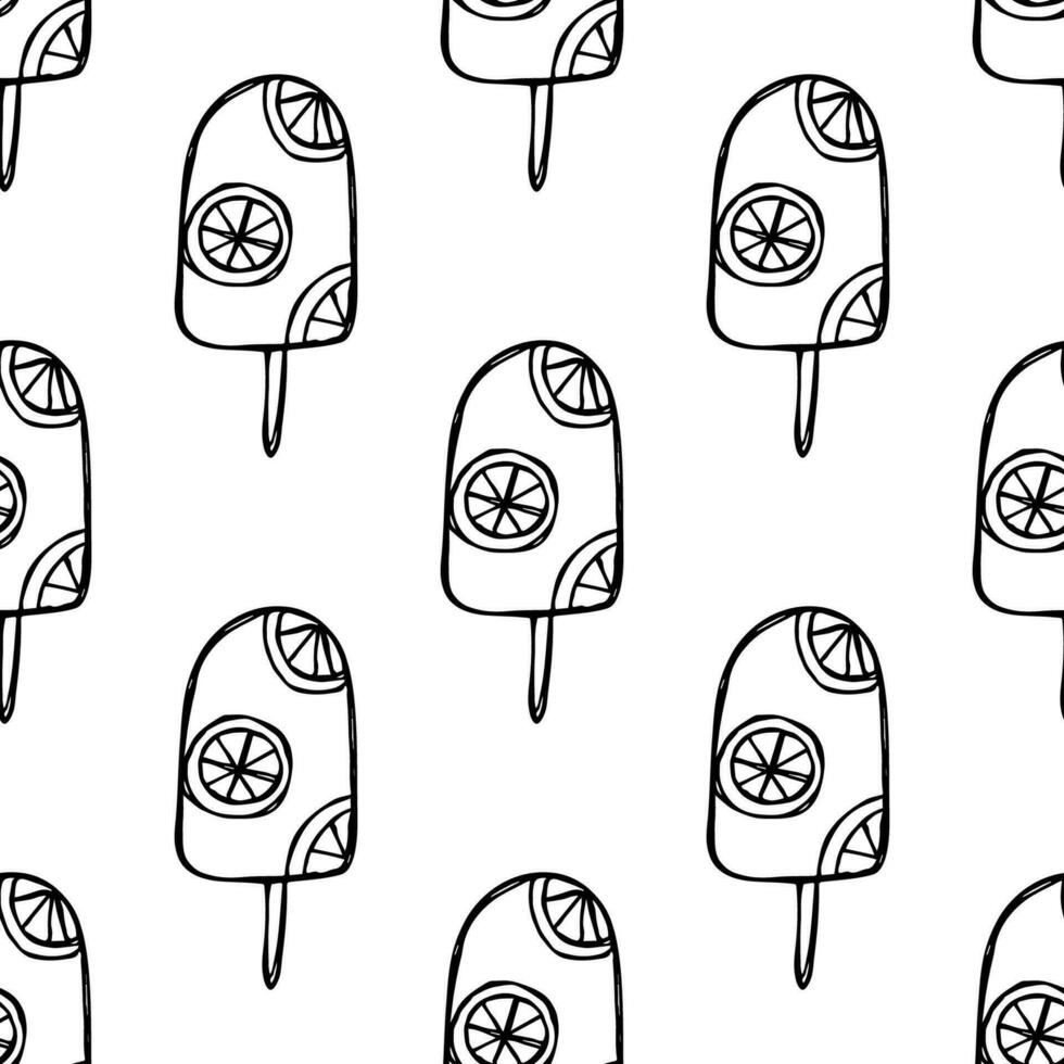 Seamless pattern with ice cream doodle for decorative print, wrapping paper, greeting cards, wallpaper and fabric vector