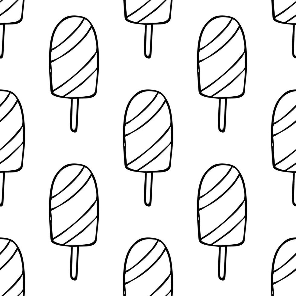 Seamless pattern with ice cream doodle for decorative print, wrapping paper, greeting cards, wallpaper and fabric vector