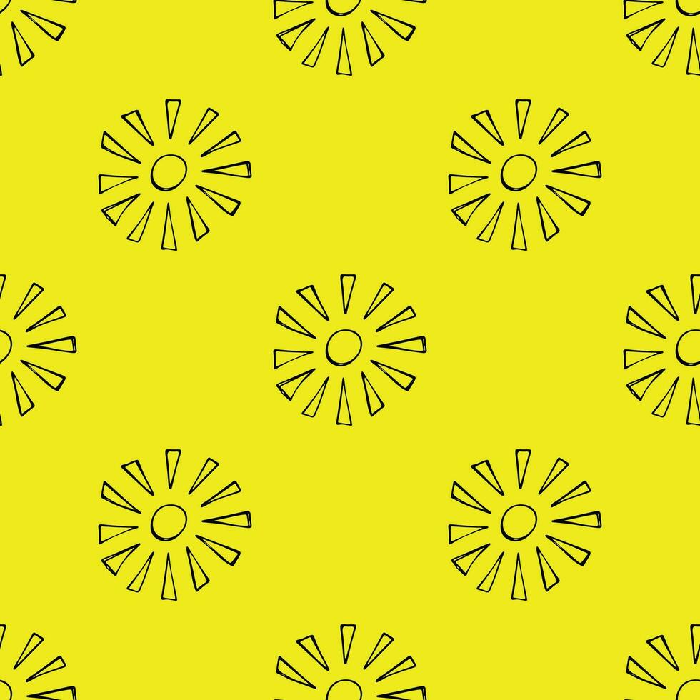 Seamless pattern with sun doodle for decorative print, wrapping paper, greeting cards, wallpaper and fabric vector