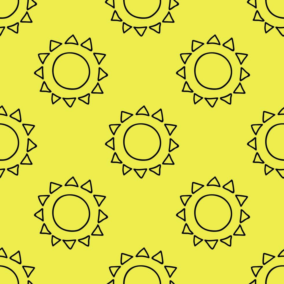 Seamless pattern with sun doodle for decorative print, wrapping paper, greeting cards, wallpaper and fabric vector
