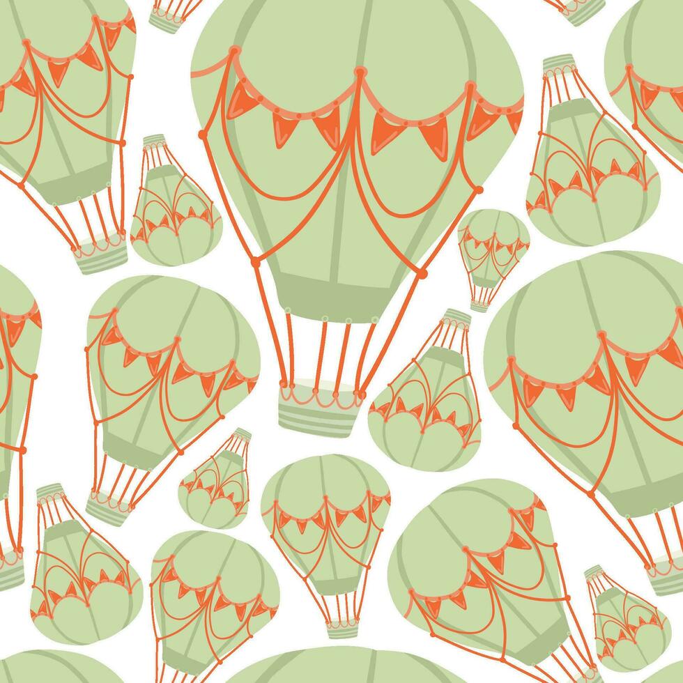 Hot air balloons seamless hand drawn pattern vector
