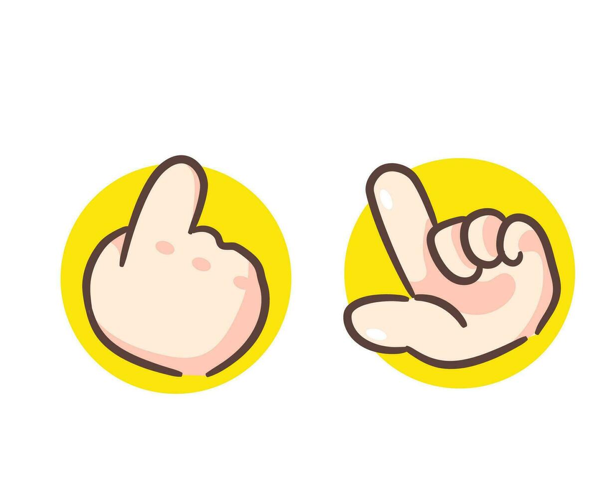 Hand click icon vector. Hand pointing. Finger tap hand drawn flat cartoon style. Chibi hand concept design. Isolated white background. vector