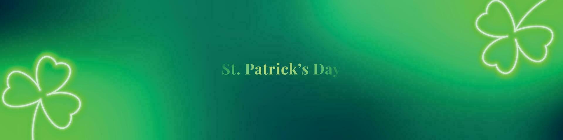 Happy St. Patrick's Day banner with neon shamrocks. vector