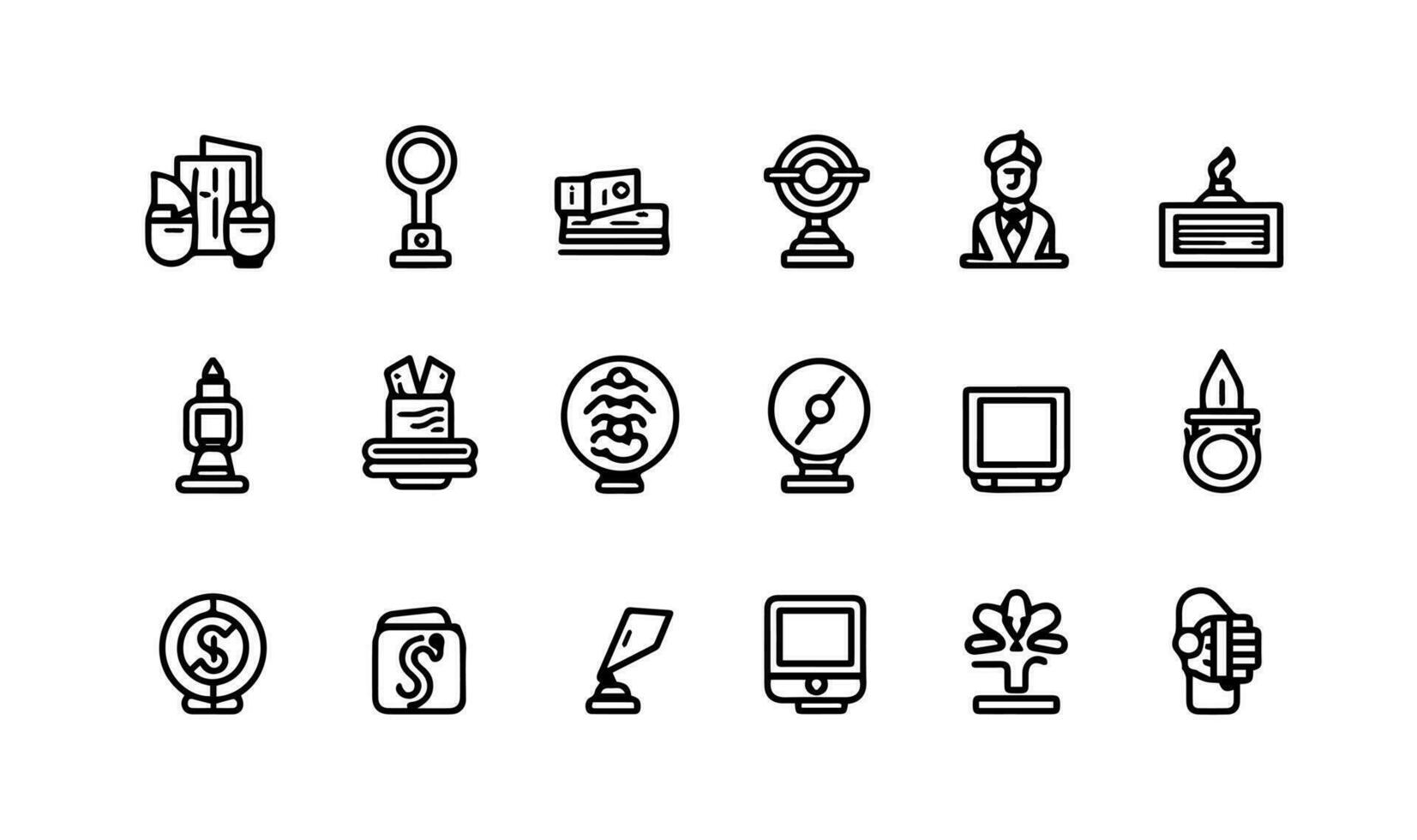 Set of simple black and white icons on the theme of finance. vector