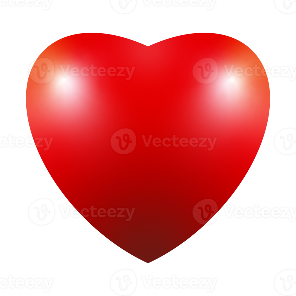 3d red heart design for decoration png