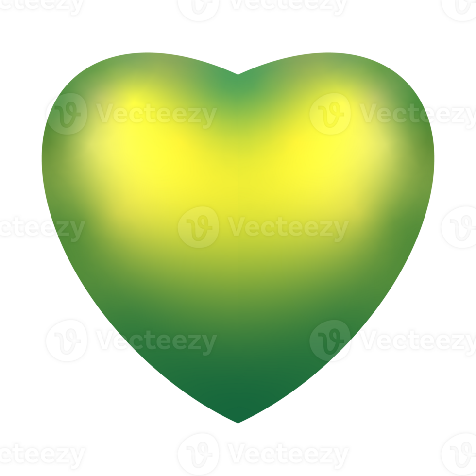 3d green heart design for decoration png