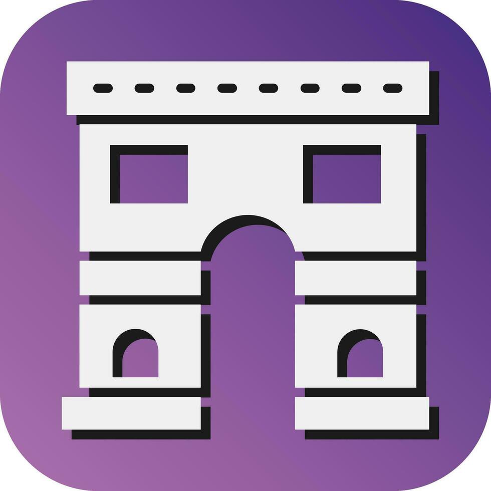 Arc De Triomphe Vector Glyph Gradient Background Icon For Personal And Commercial Use.