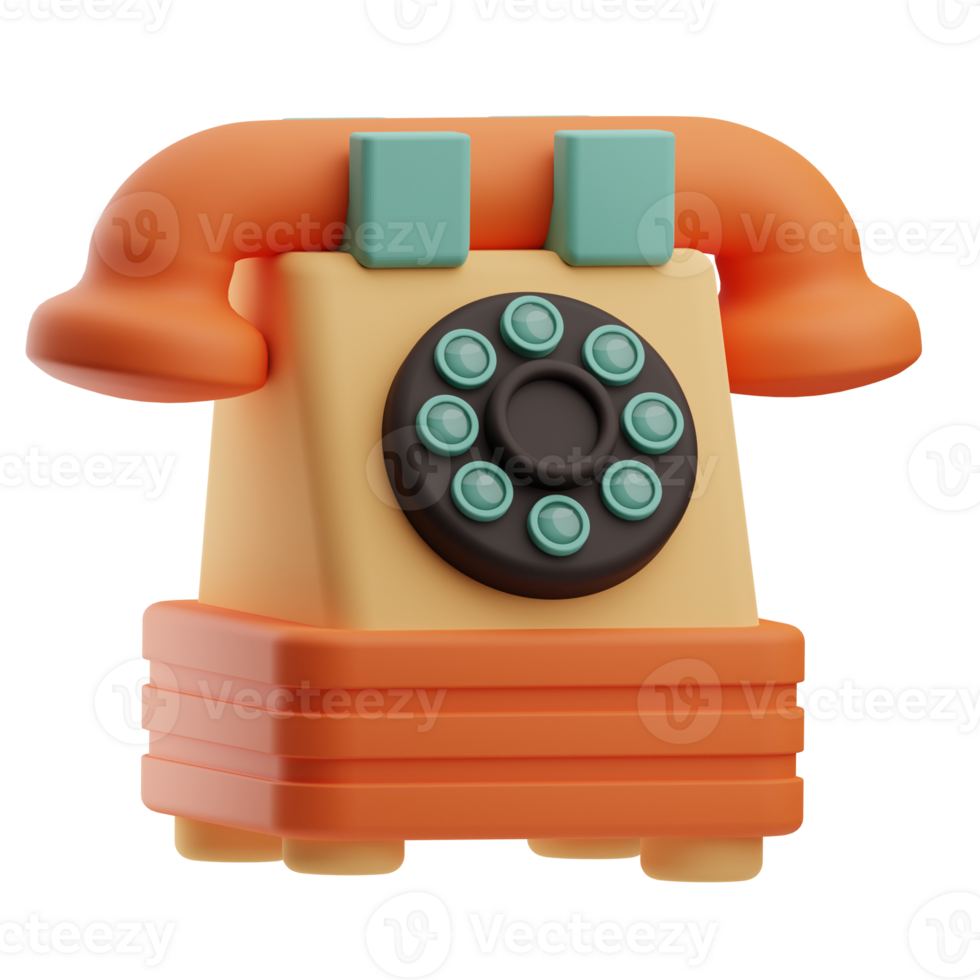 Rotary phone 3d illustration png