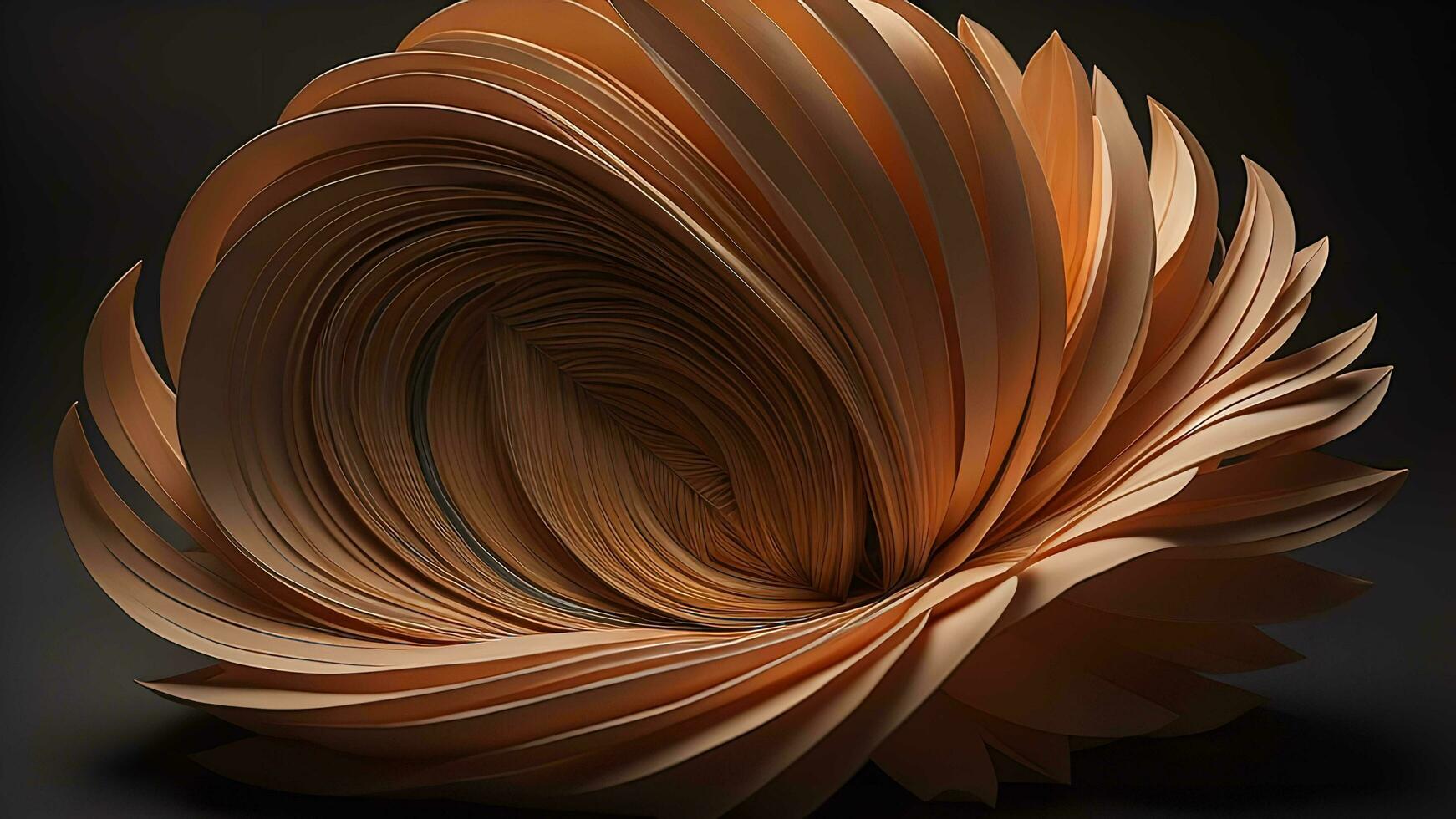 AI generated abstract geometric composition, spiral made of paper sheets. generative ai photo