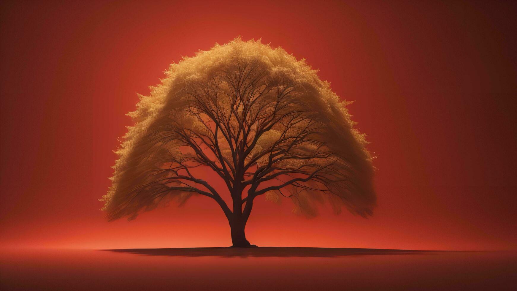 AI generated Silhouette of a tree on a red background. generative ai photo