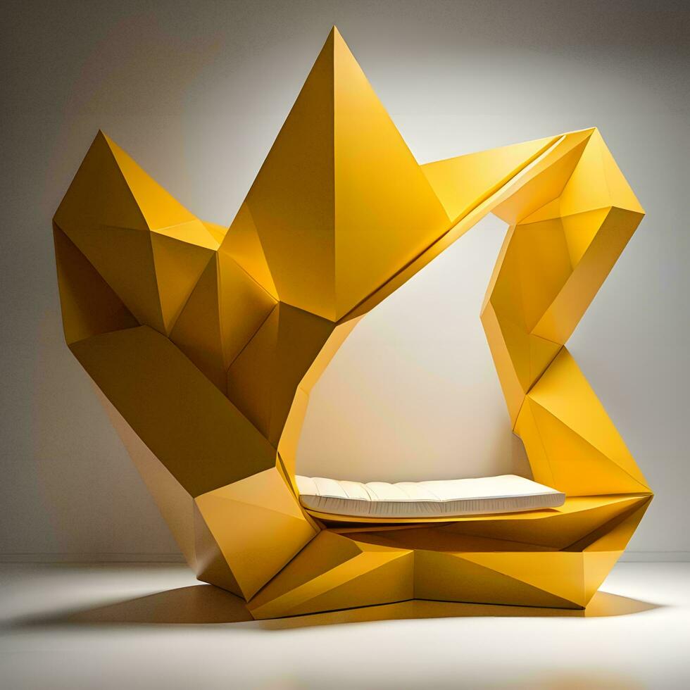 AI generated Abstract geometric background with golden podium. generative ai photo