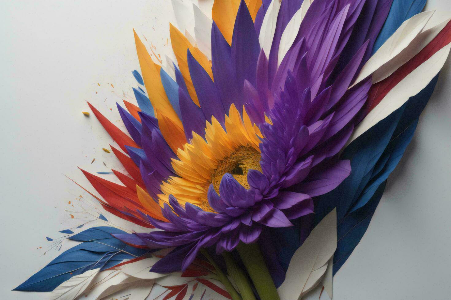 AI generated Bouquet of multicolored flowers on a white background. generative ai photo