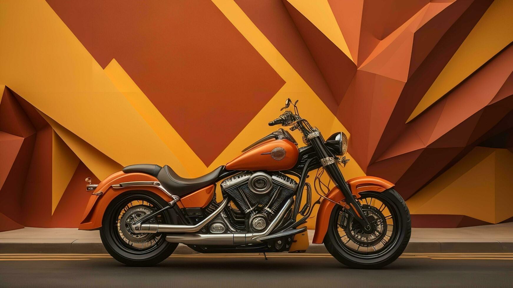 AI generated a custom motorbike on the road with abstract background. generative ai photo