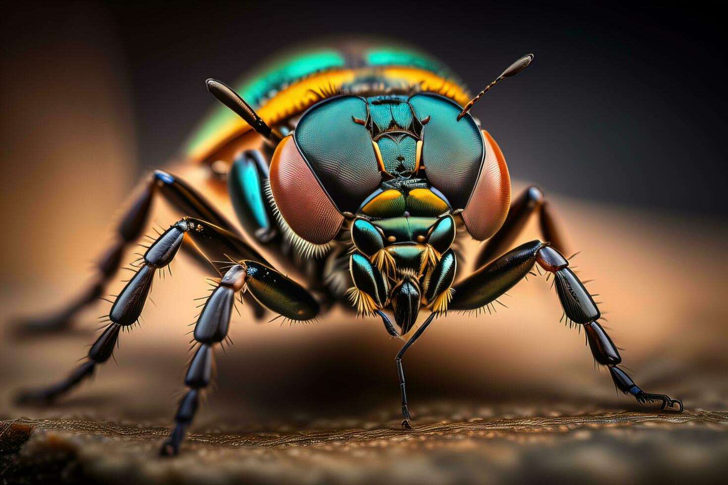 AI generated Macro shot of a hornet fly, Phasmatidae. generative ai photo