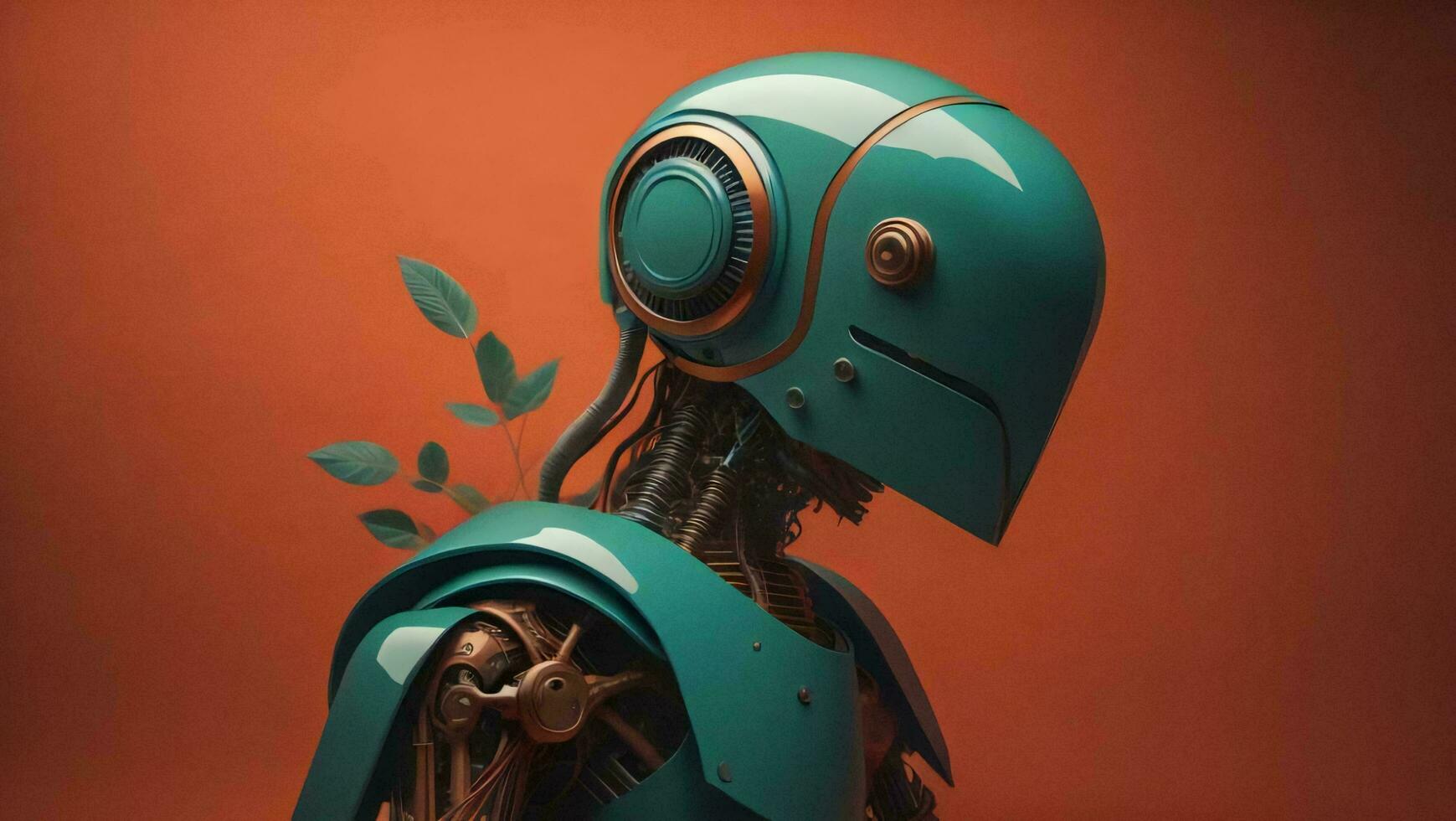 AI generated Vintage robot on a red background. generative ai photo