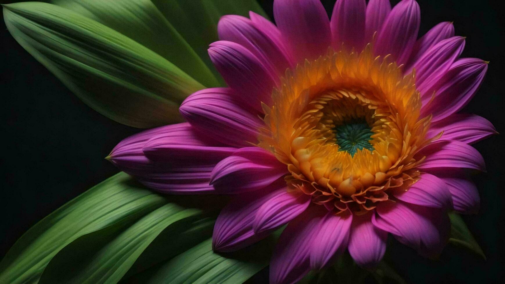 AI generated Beautiful pink gerbera flower on black background. Close up. generative ai photo
