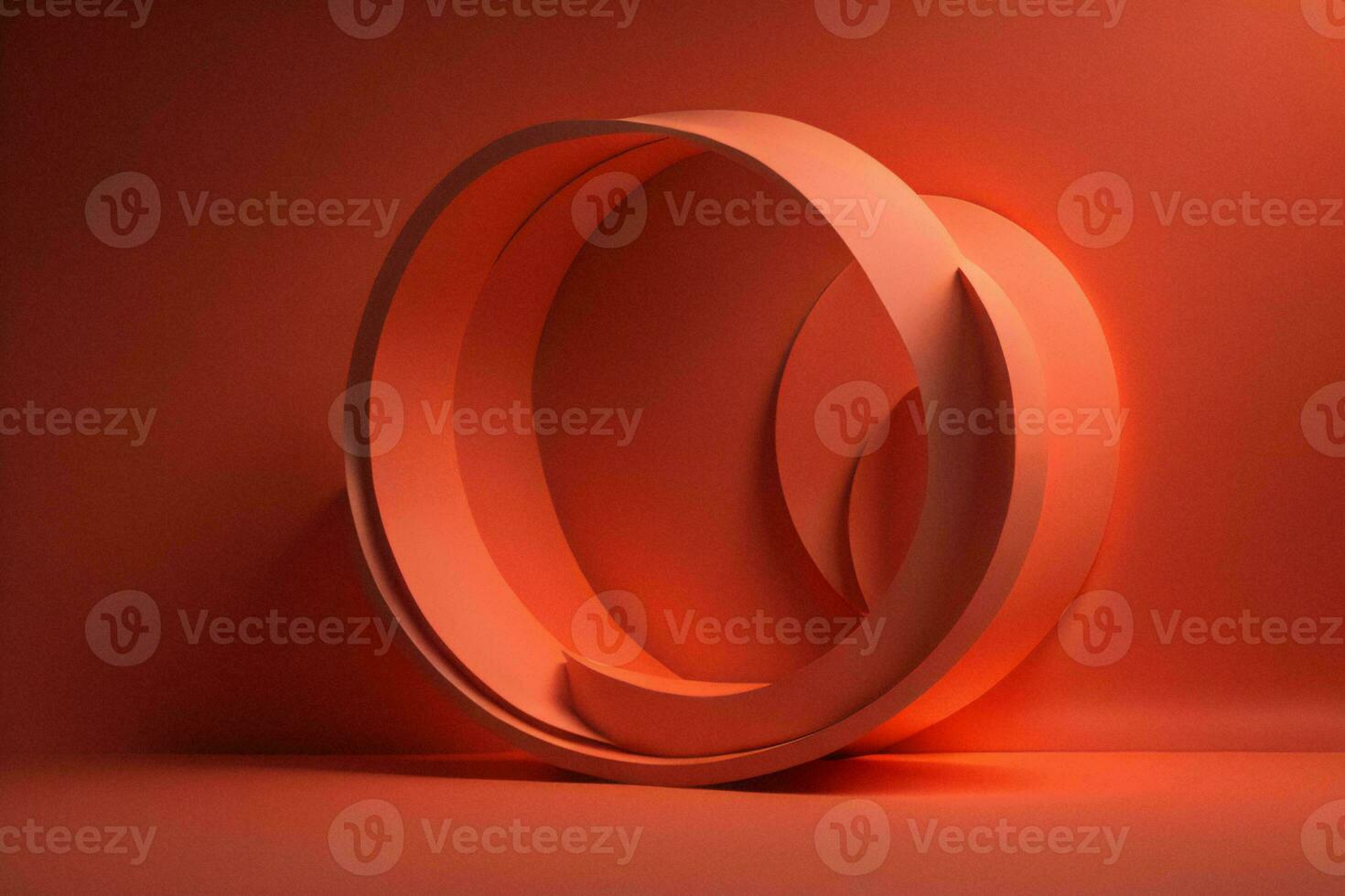 AI generated abstract geometric forms, red background, minimalism. generative ai photo