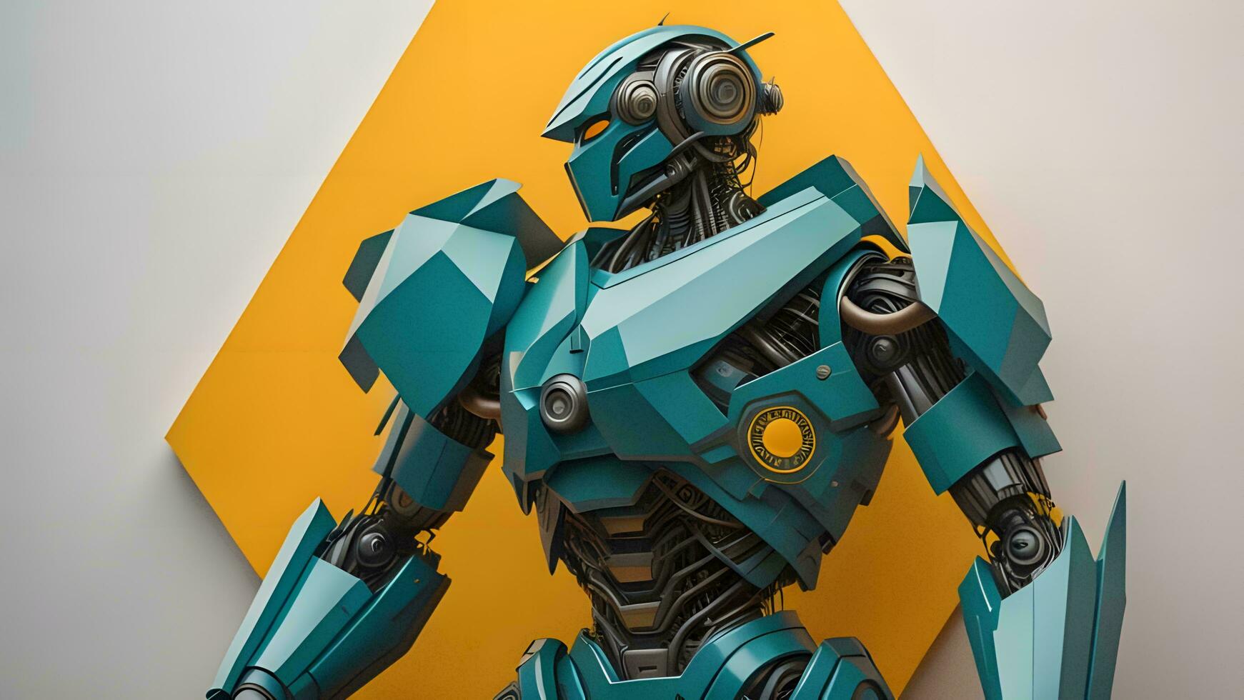 AI generated Robot with yellow background. generative ai photo