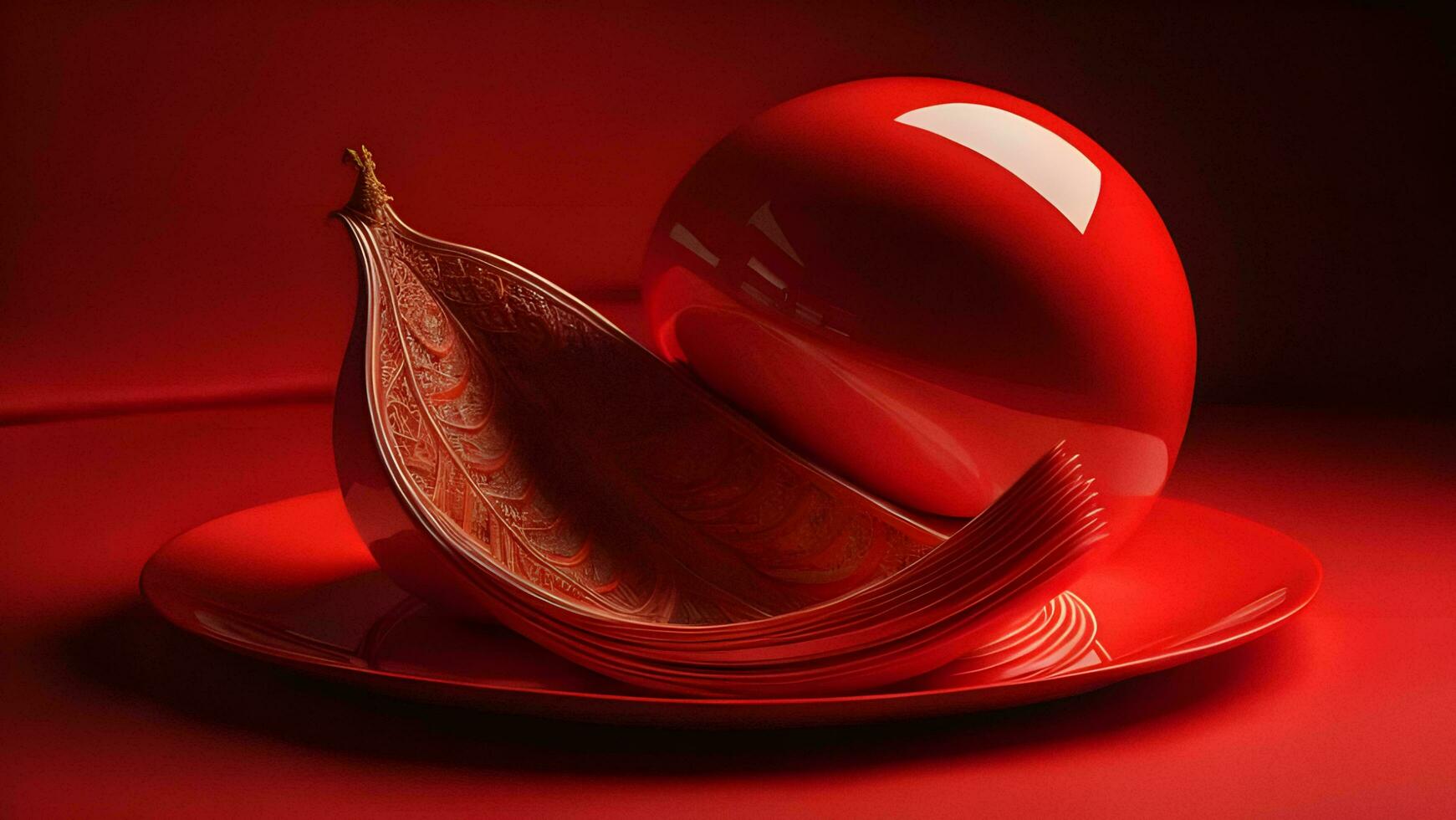 AI generated a red christmas bauble on a red background. generative ai photo