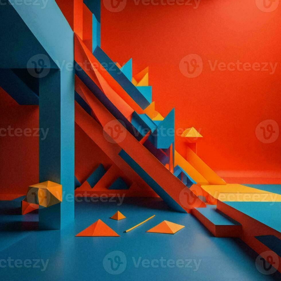 AI generated Abstract blue and orange geometrical background. generative ai photo
