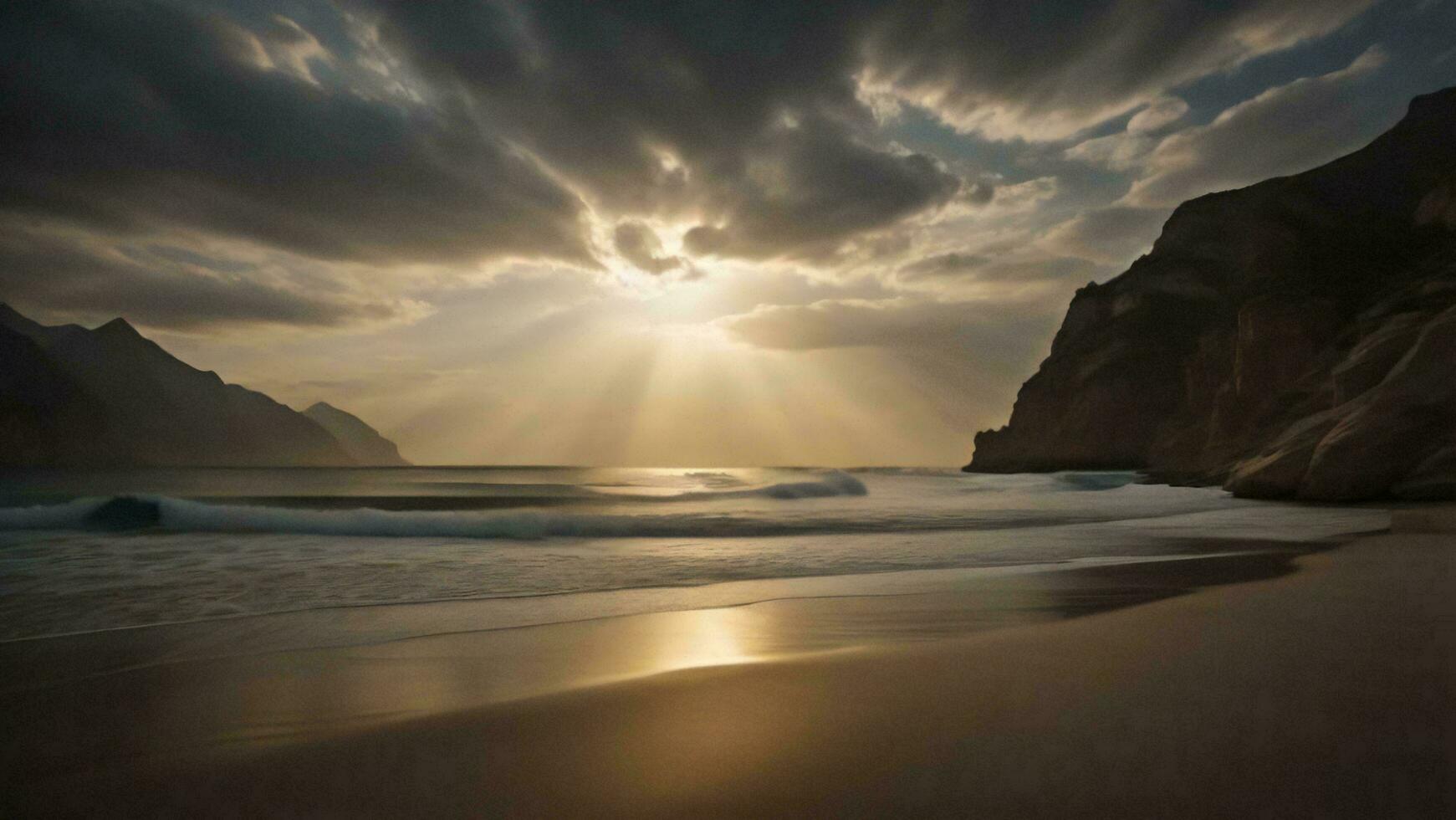 ai generado hermosa puesta de sol a el playa. generativo ai foto