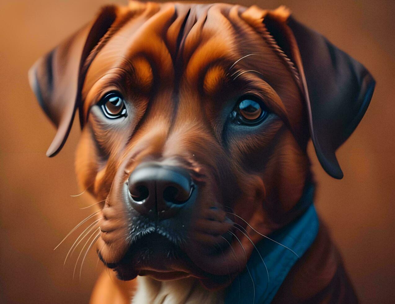 ai generado retrato de un rodesiano ridgeback perro en un marrón fondo.generativo ai foto