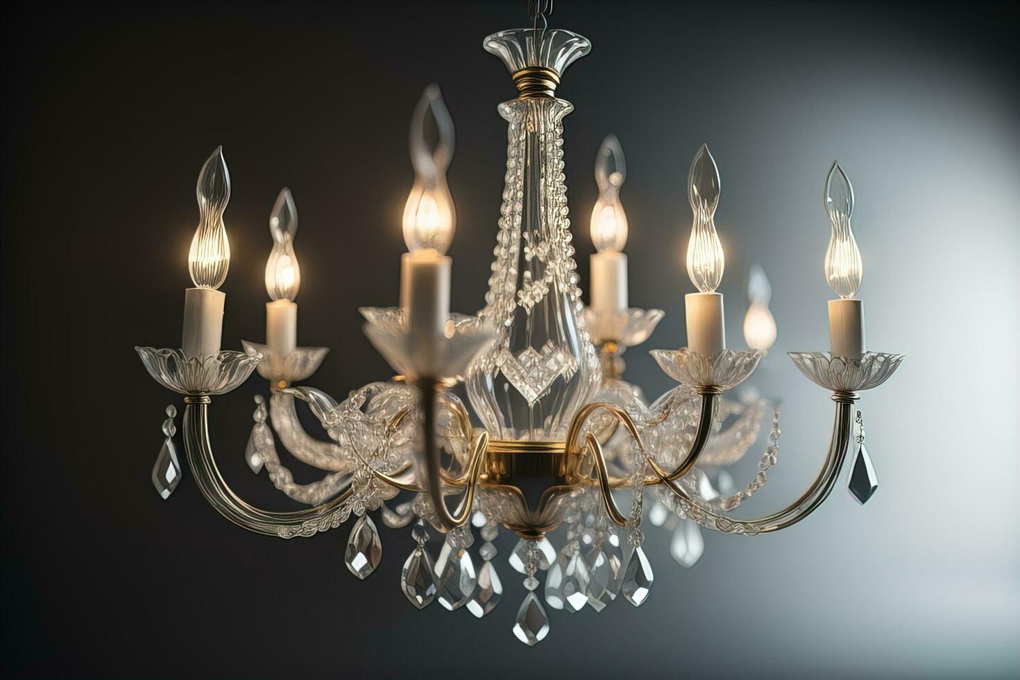 AI generated Luxury chandelier isolated on dark background. ai generative photo