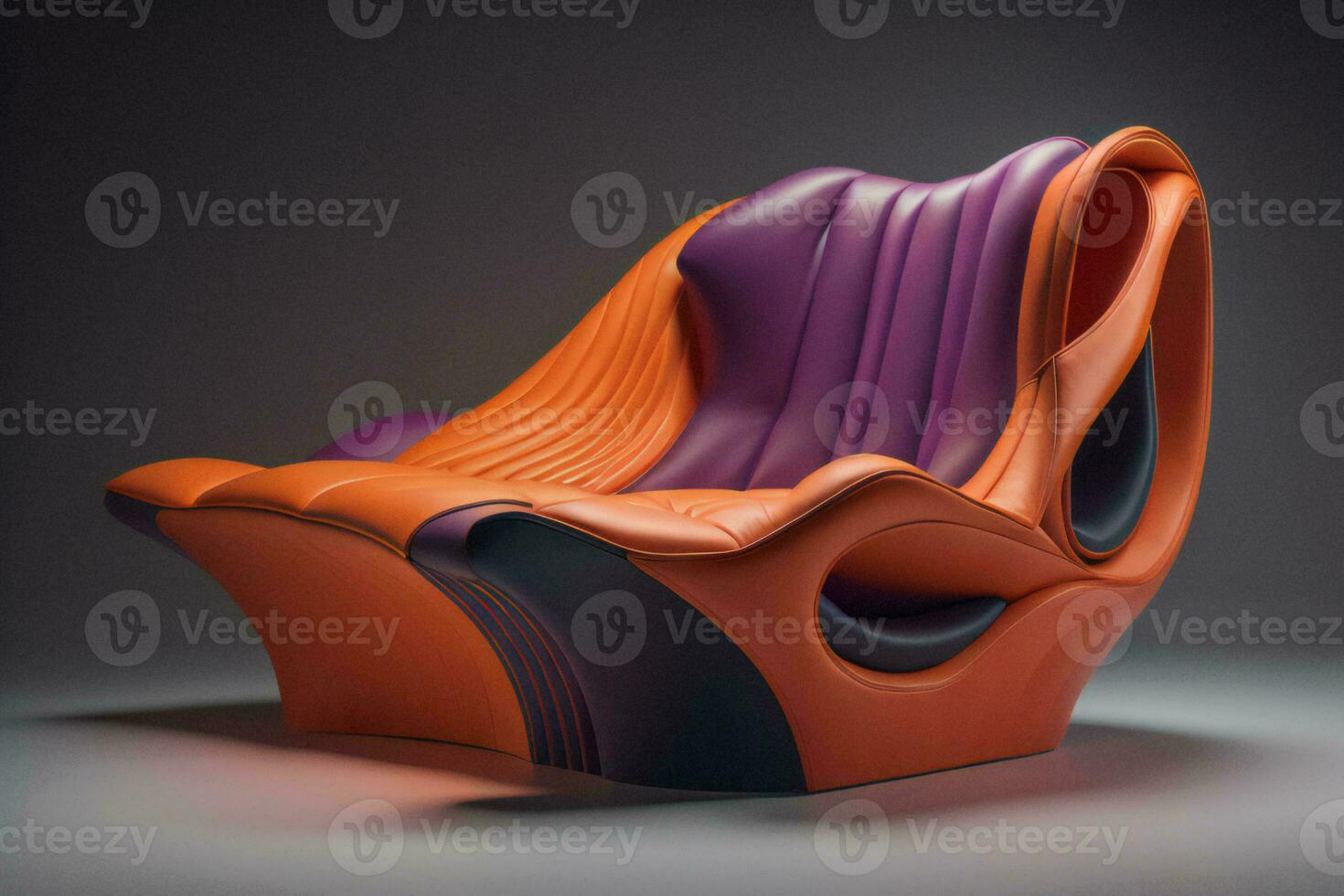 AI generated an orange armchair on a gray background. ai generated photo