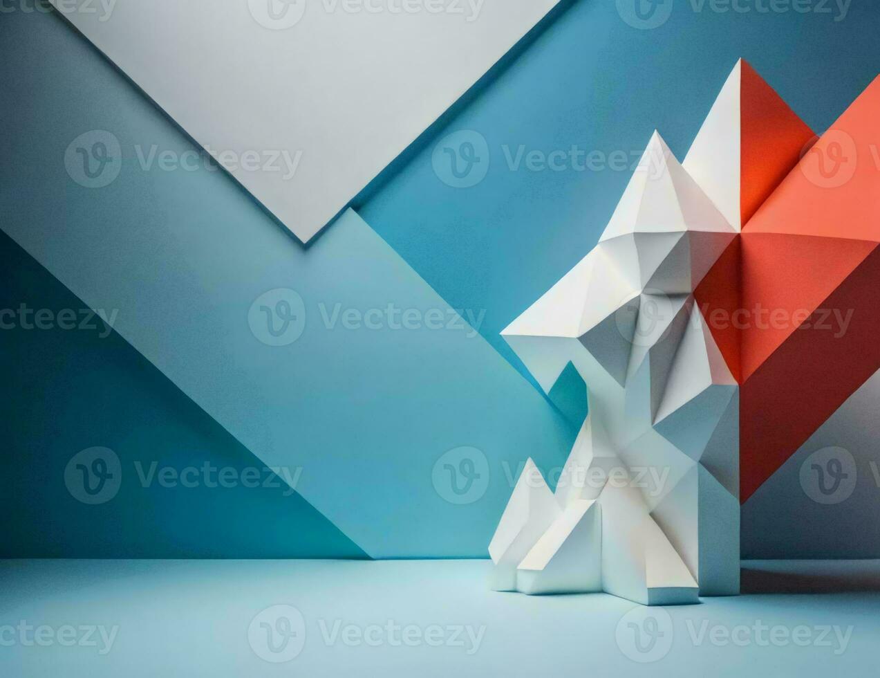 AI generated Abstract geometric background with paper origami trees. generative ai photo