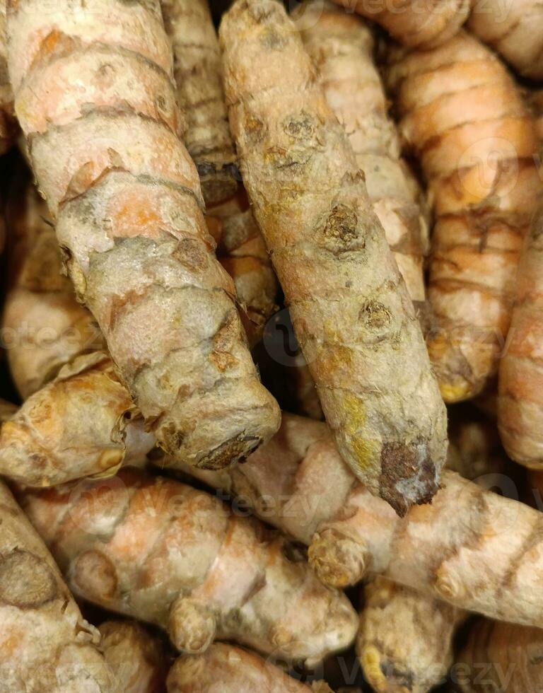 Food ingredients. Turmeric root. Indonesian spice photo