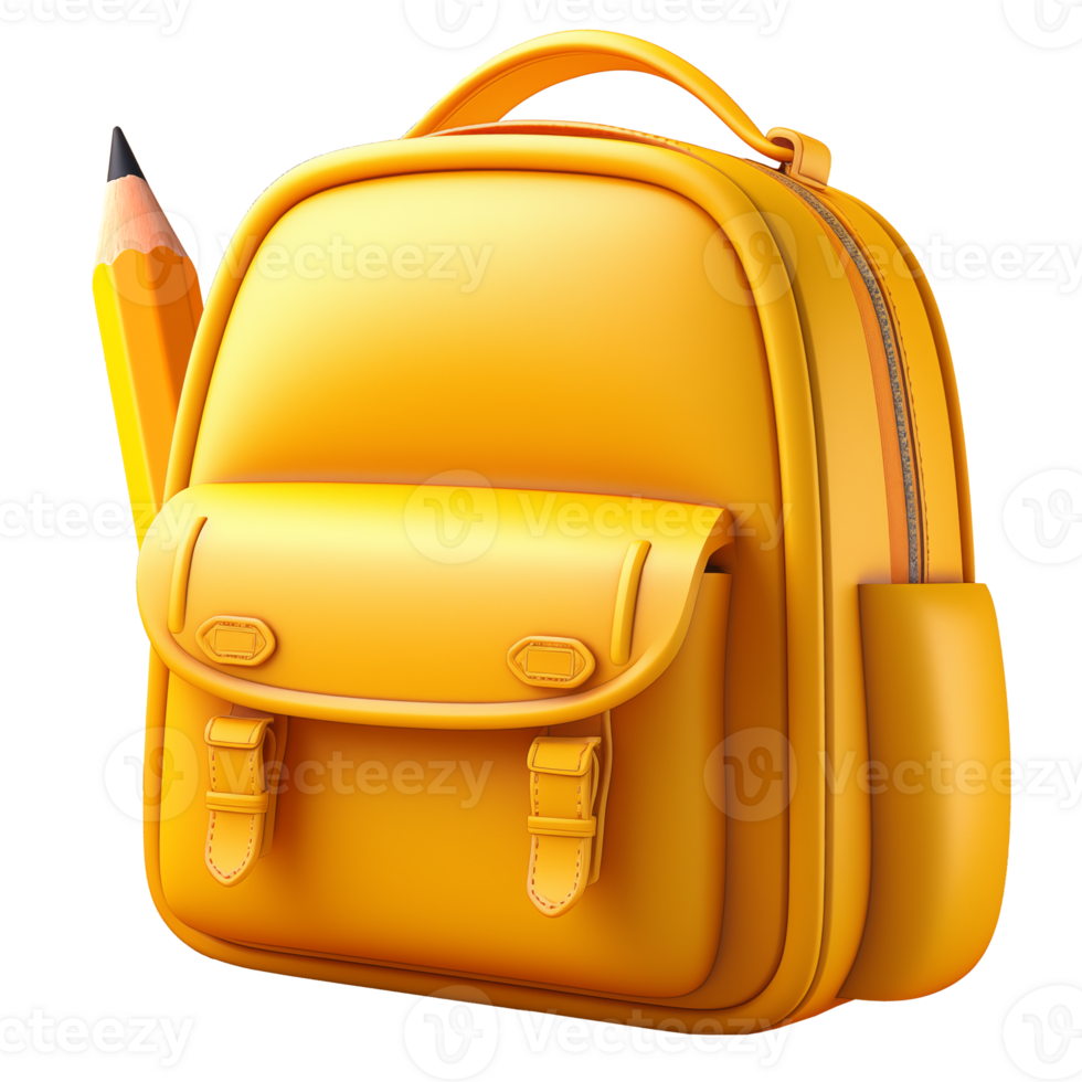 AI generated Pencil and school bag, 3d design. Suitable for design elements png
