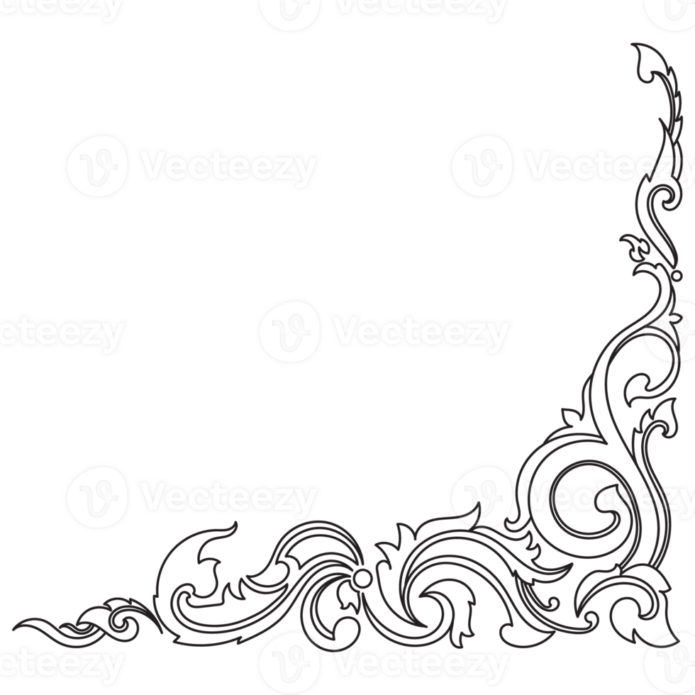 dun lijn wijnoogst hoek. middeleeuws periode van de Victoriaans dynastie. luxe zwart monogram kader ontwerp element abstract icoon verzameling bloem gemakkelijk symbool png