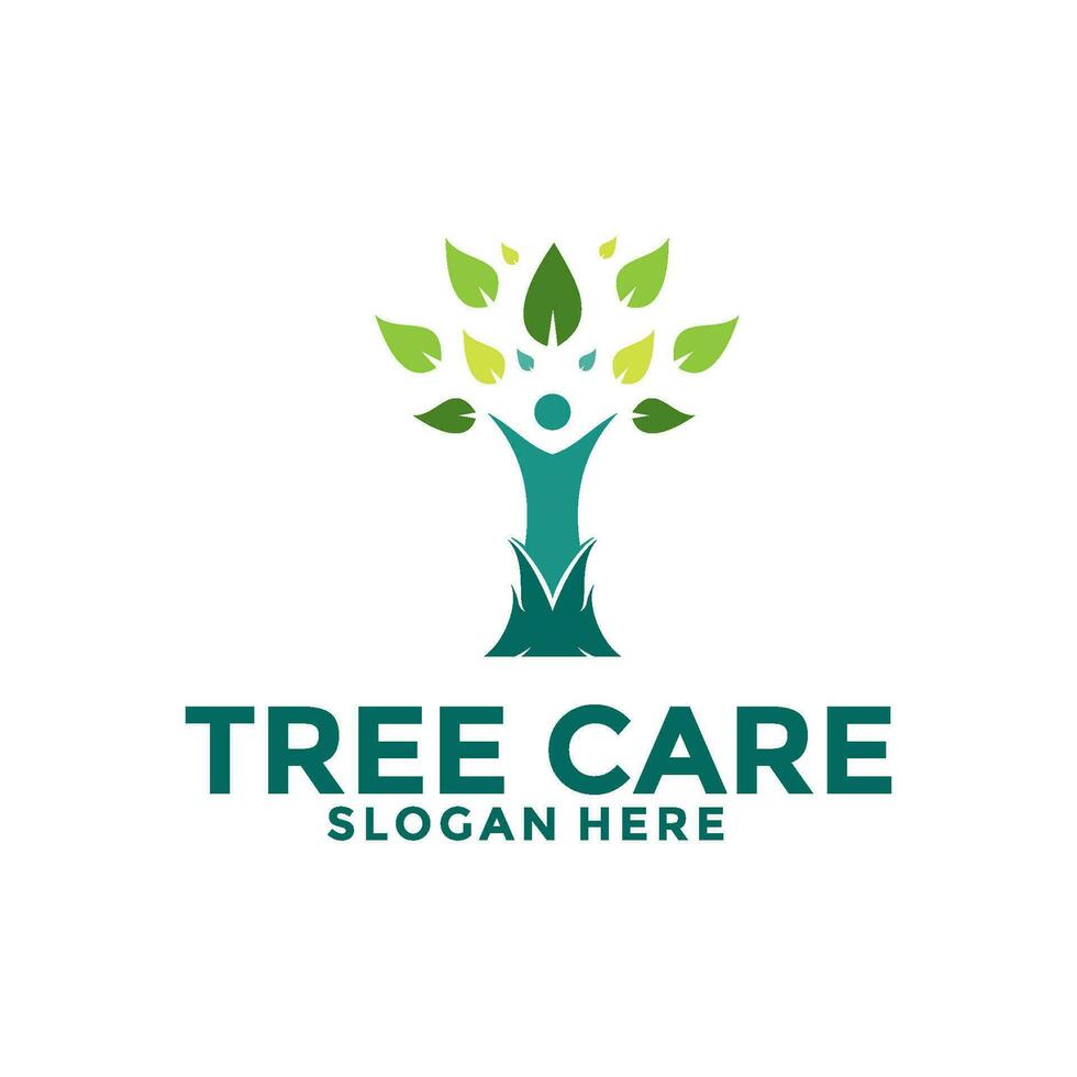 Tree care, save tree logo vector, people tree logo icon template vector