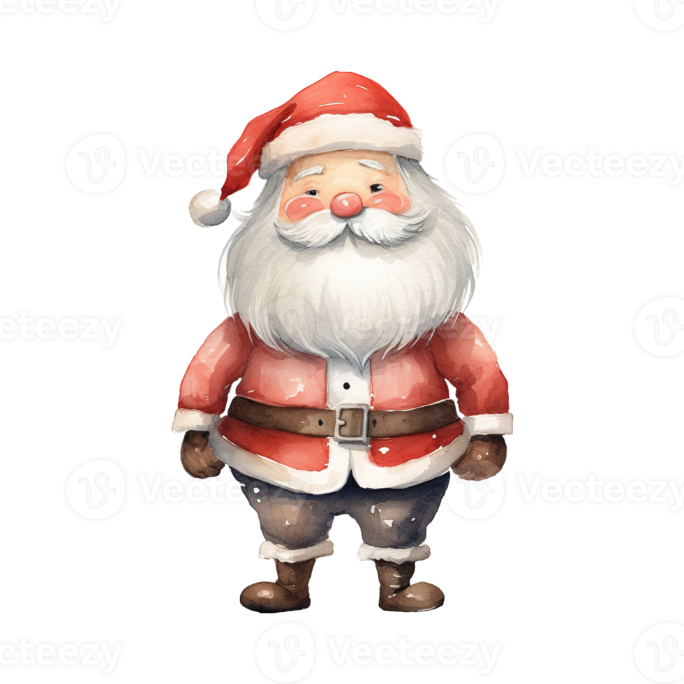 AI generated santa claus standing with a red hat. AI generated image png