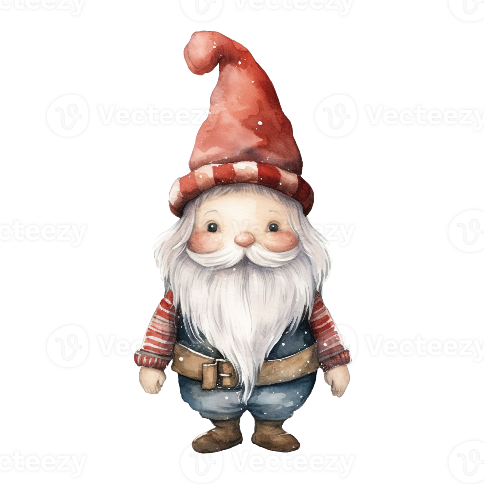 AI generated gnome with a cute red hat and sweater. AI generated image png