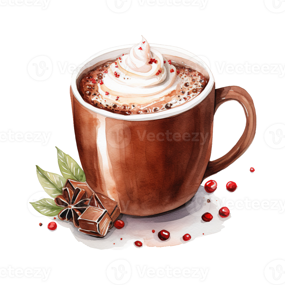 AI generated cup of hot chocolate with whipped cream. AI generated image png