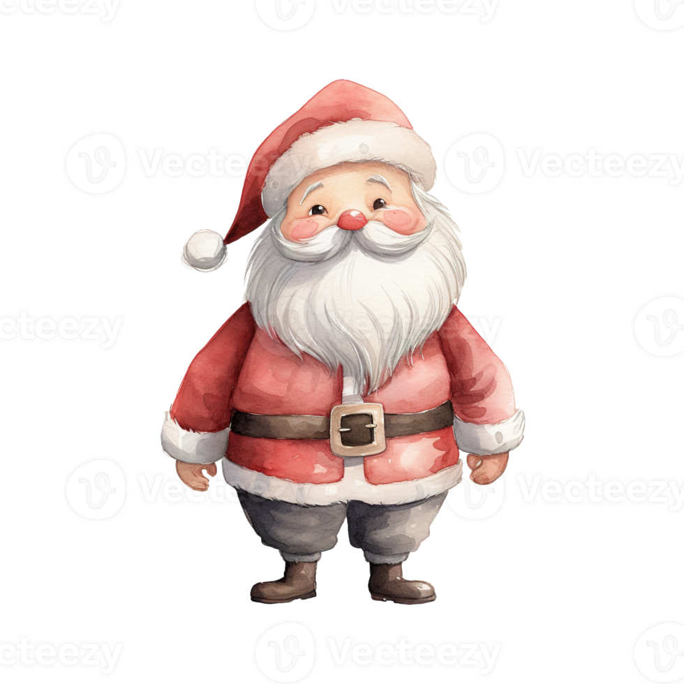 AI generated santa claus standing with a red hat. AI generated image png