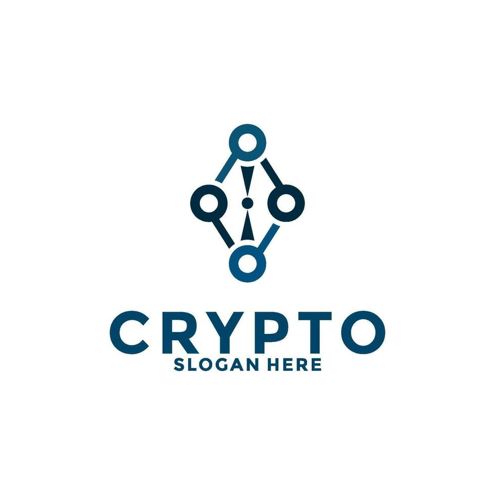 Digital Crypto currency logo with Blockchain technology. Financial technology or fintech logo template vector