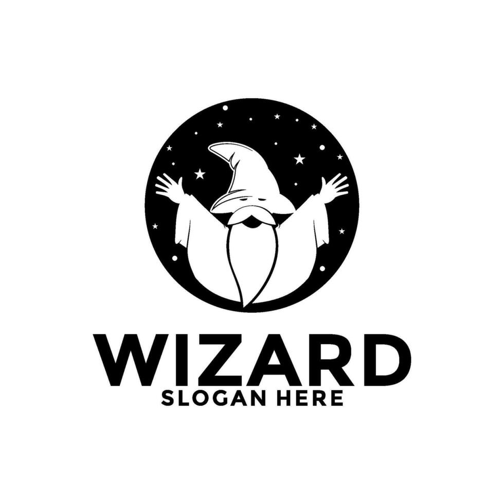 Wizard Magician logo design illustrations vector template