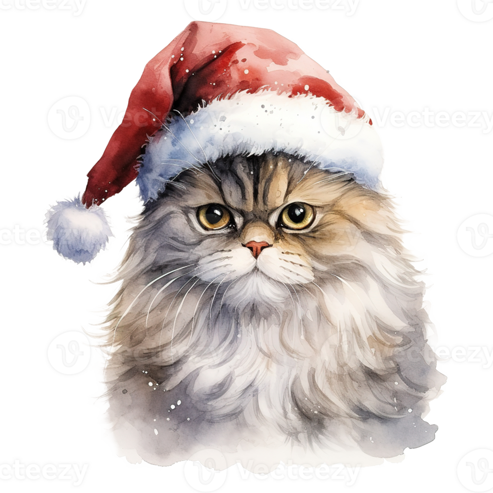 AI generated Persian Cat Wearing a Santa Hat. AI generated image png