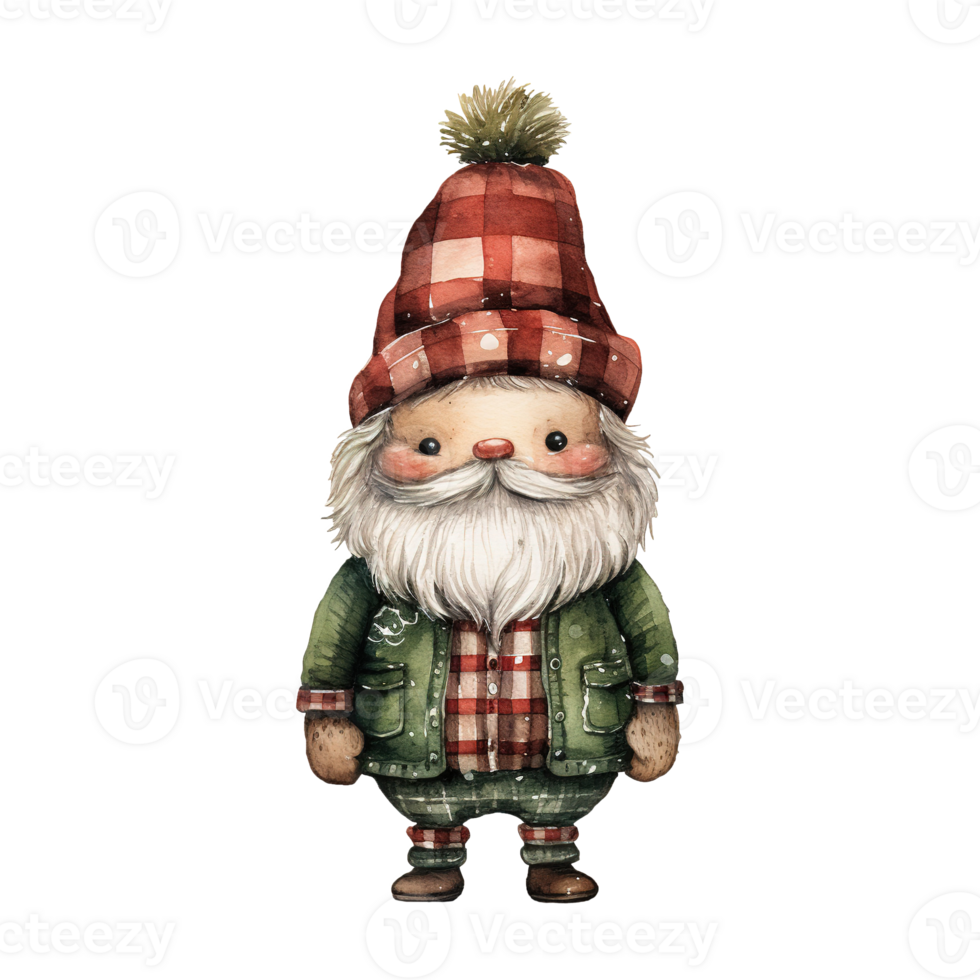 AI generated gnome with a cute red hat and sweater. AI generated image png