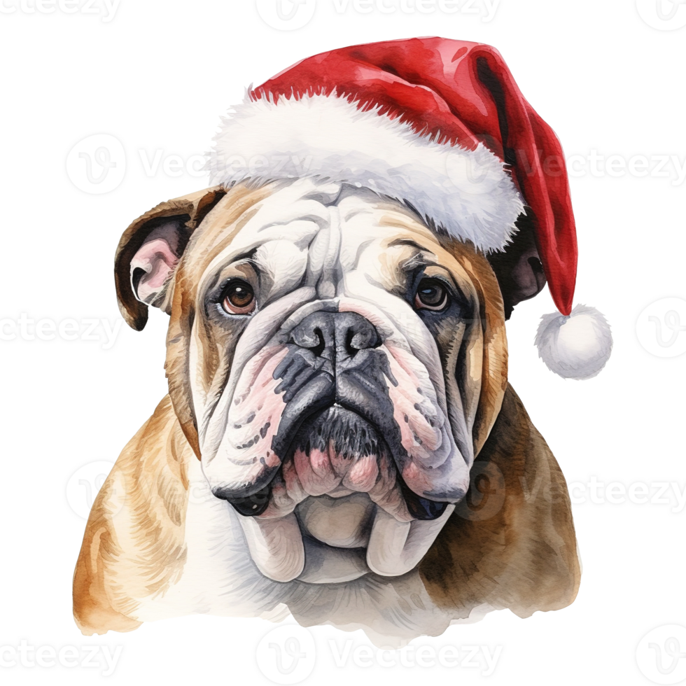 ai généré bouledogue portant une Père Noël chapeau. ai généré image png