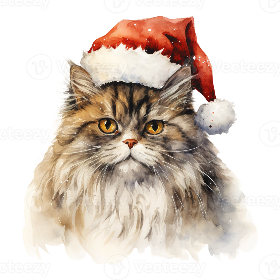 AI generated Persian Cat Wearing a Santa Hat. AI generated image png