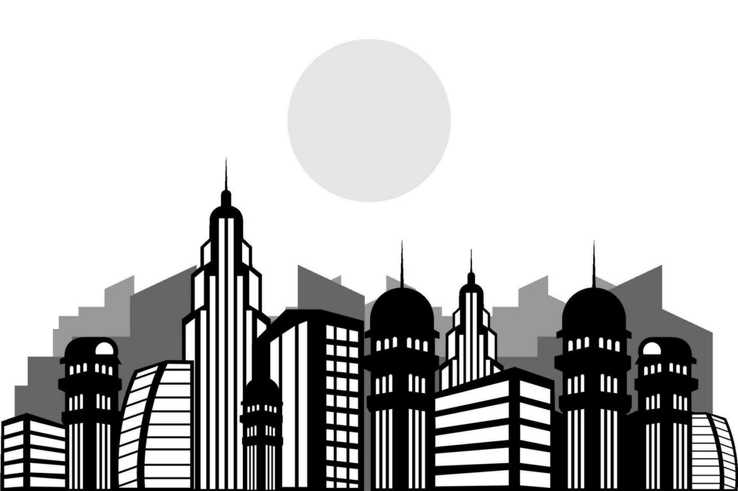 silhouette of the city. Cityscape with buildings.Beautiful Modern city Flat style vector illustration.
