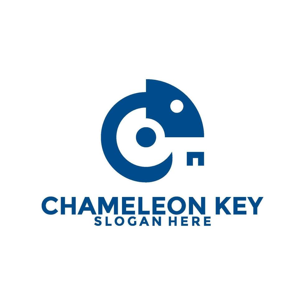 Chameleon with key logo vector design template, Security logo icon