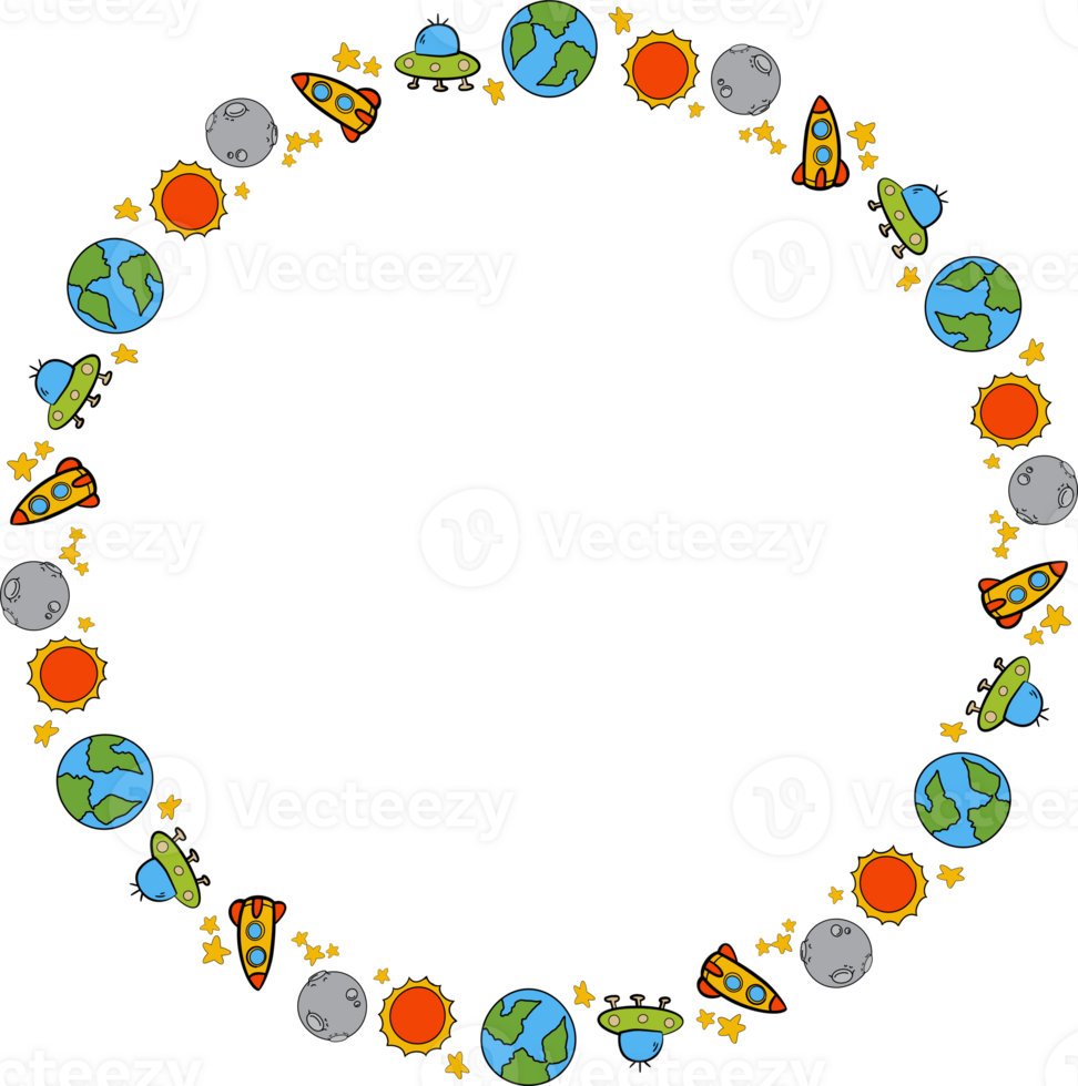 The solar system and space border design png