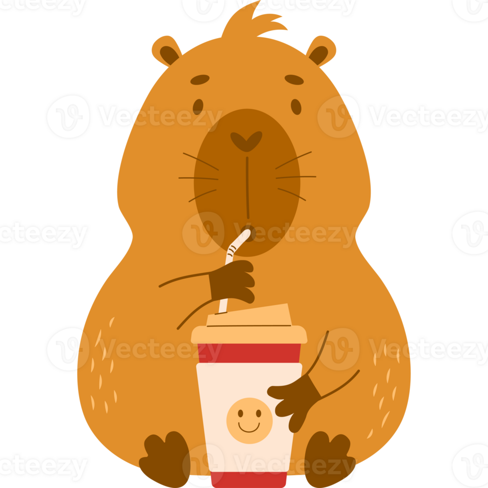 capybara with coffee png