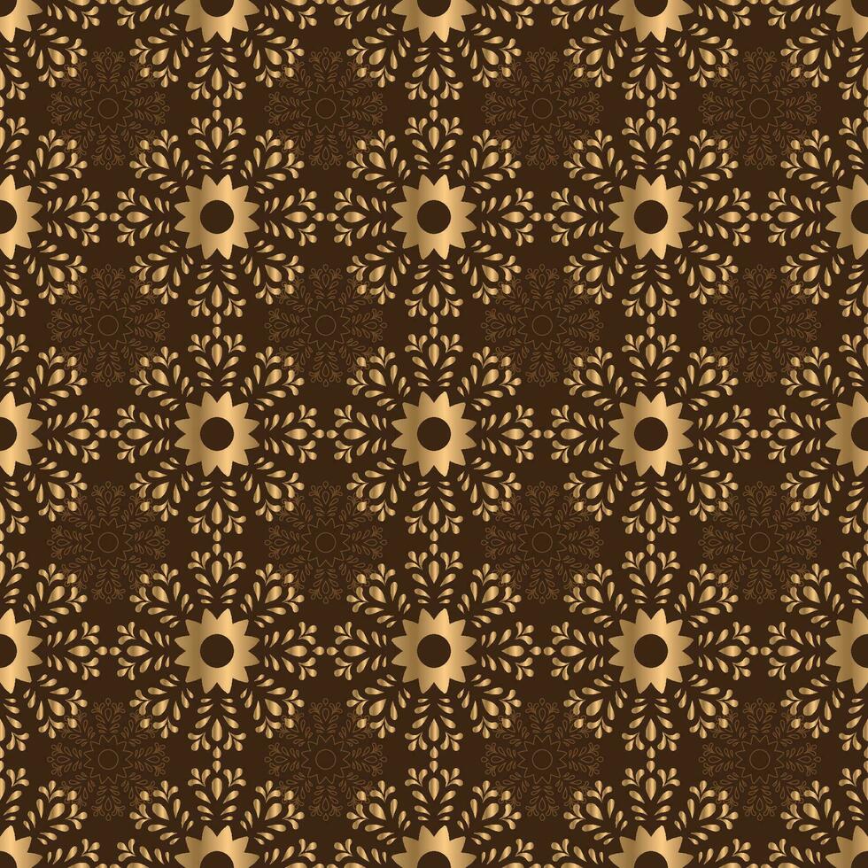 oro floral mandala modelo y sin costura vector