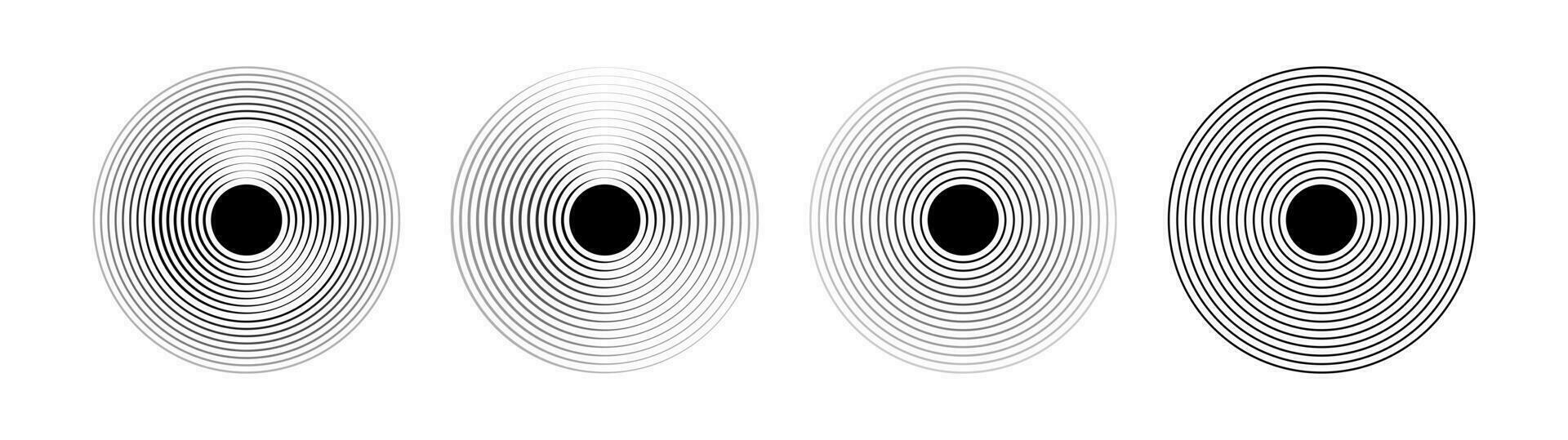 sonido pulsación de un circular ola embalar. radio señal o chapoteo de agua. aislado conjunto de vector elementos en blanco antecedentes.