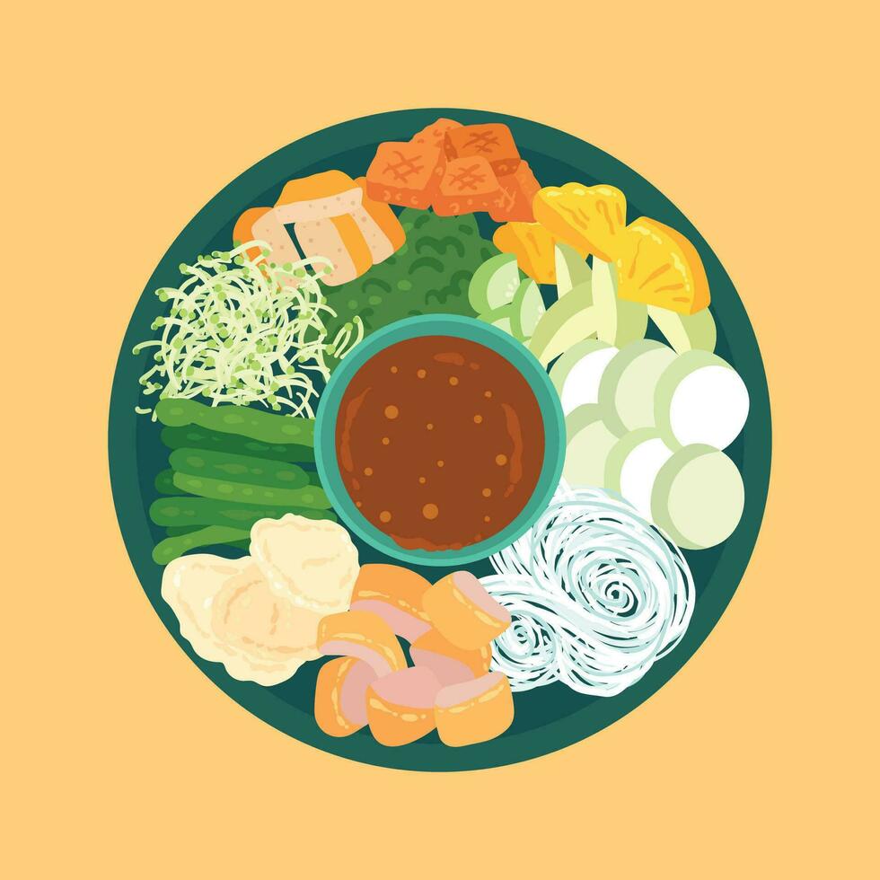 rujak cingur food illustration vector
